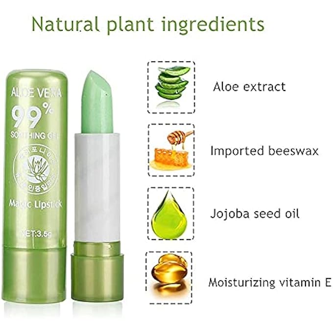 ALOE VERA LIPSTICKS, LONG LASTING MOISTURIZING LIPSTICK,MOISTURIZING LIP BALM, COLOR CHANGING LIP GLOSS LIPSTICK BEAUTY TOOL ALOE VERA LIP CARE BALM 3.5G (3PCS) - Image 4